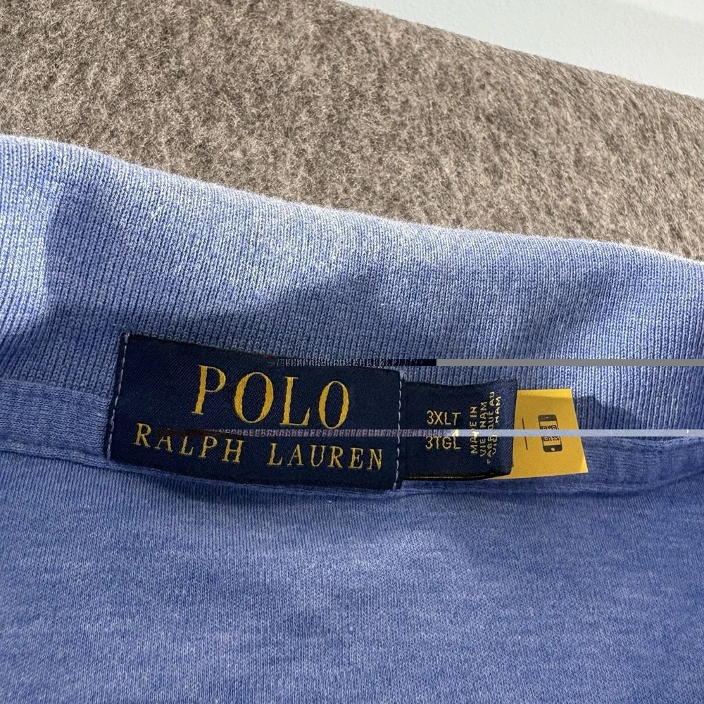 Polo Ralph Lauren Shirt Men's 3XLT Blue Performance Big & Tall Flesh Pony